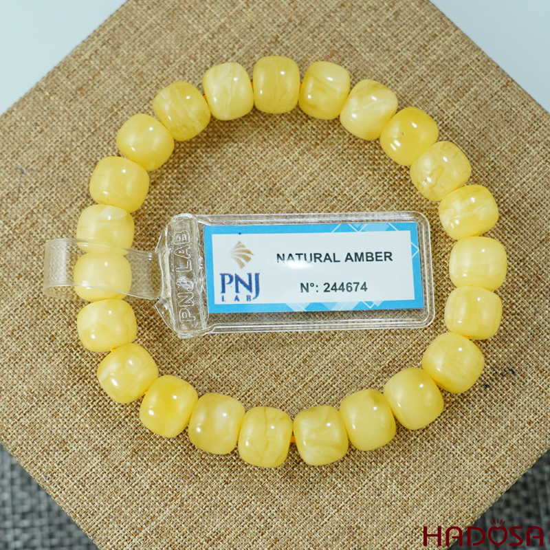 Vòng Hổ Phách Mật Lạp hạt bắp 9mm