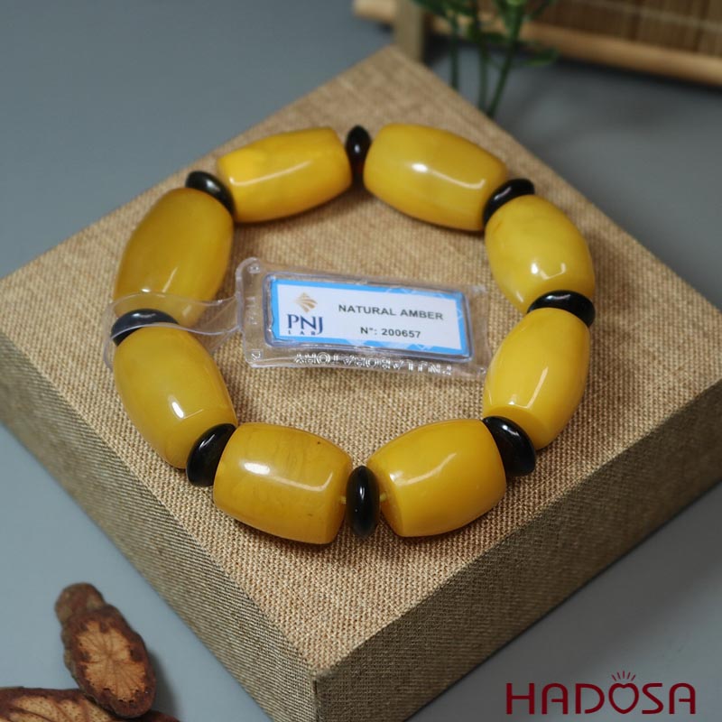 Vòng hổ phách mật lạp lu thống 17mm