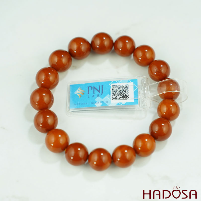 Vòng Hổ Phách mật lạp nâu đất đặc biệt 11mm