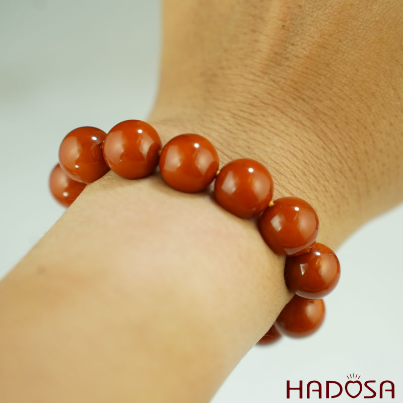 Vòng Hổ Phách mật lạp nâu đất đặc biệt 11mm