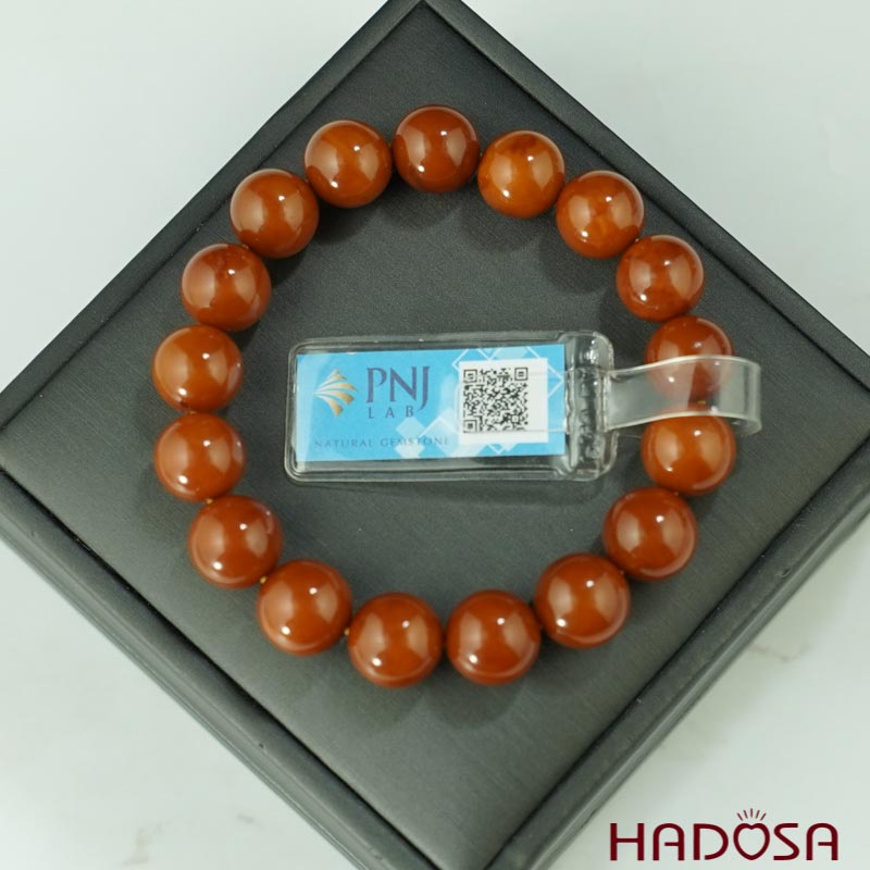 Vòng Hổ Phách mật lạp nâu đất đặc biệt 11mm