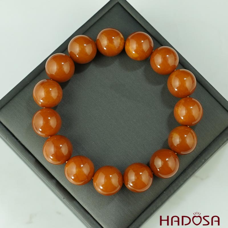 Vòng Hổ Phách mật lạp nâu đất đặc biệt 14mm