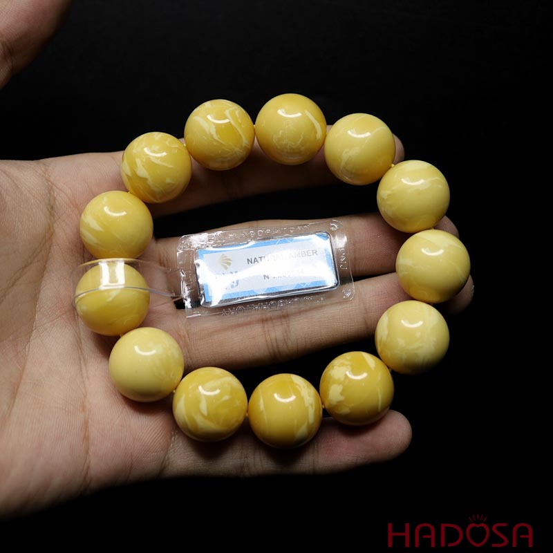 Vòng Hổ Phách mật lạp vân sữa đặc biệt cao cấp 18mm