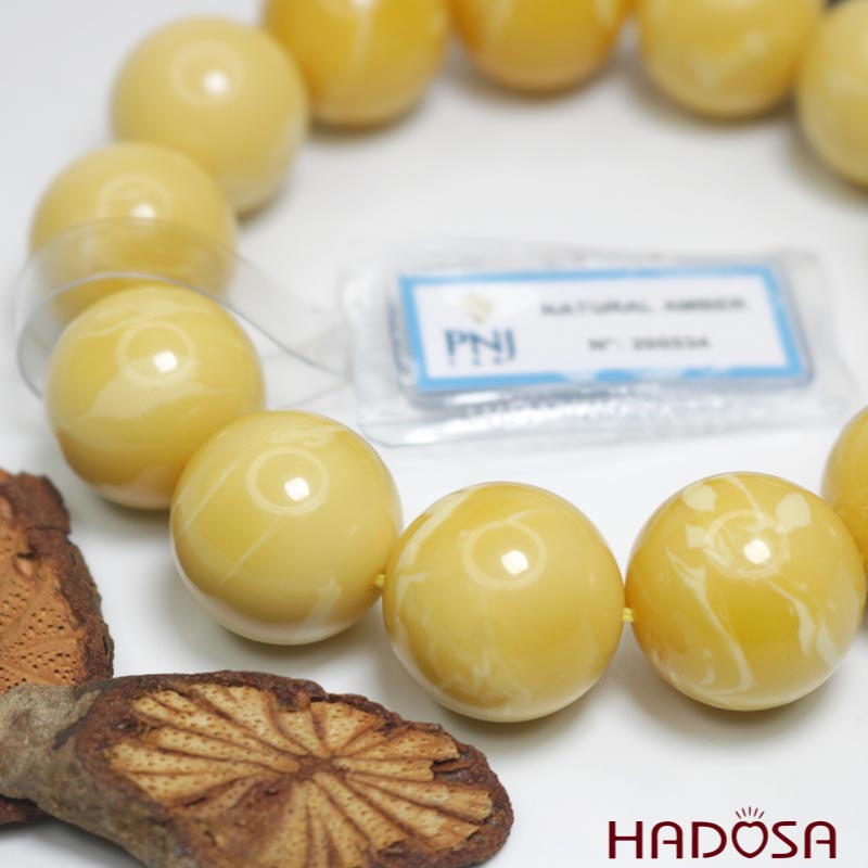 Vòng Hổ Phách mật lạp vân sữa đặc biệt cao cấp 18mm