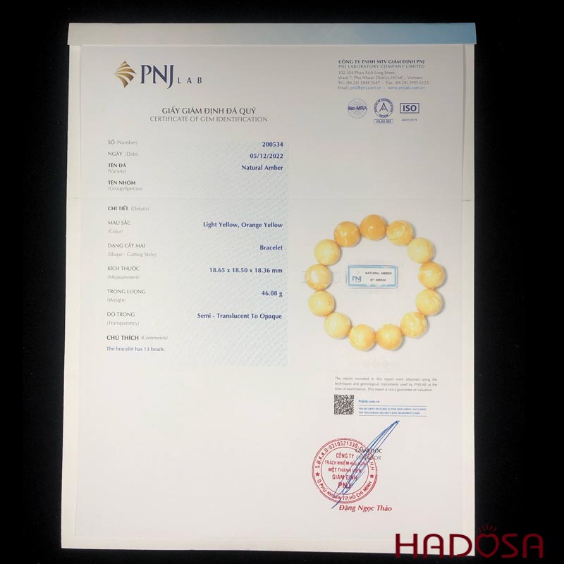 Vòng Hổ Phách mật lạp vân sữa đặc biệt cao cấp 18mm