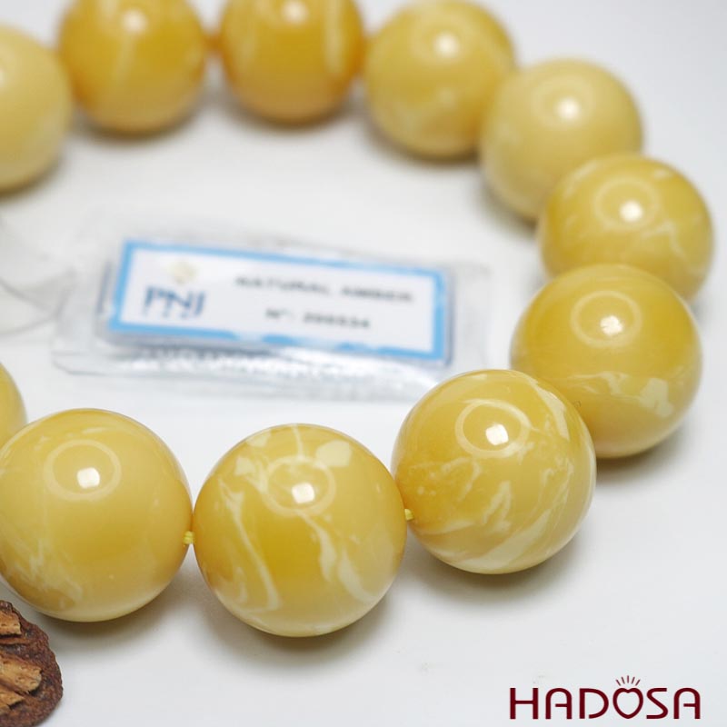 Vòng Hổ Phách mật lạp vân sữa đặc biệt cao cấp 18mm