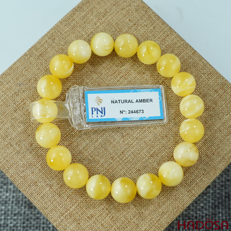 Vòng Hổ Phách mật lạp vân sữa đặc biệt cao cấp 10mm