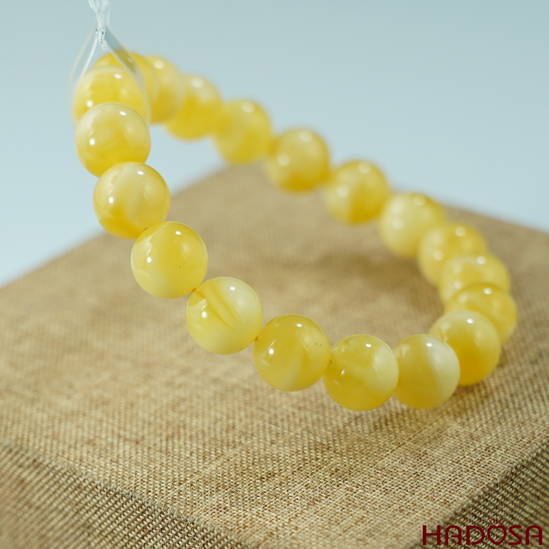 Vòng Hổ Phách mật lạp vân sữa đặc biệt cao cấp 10mm