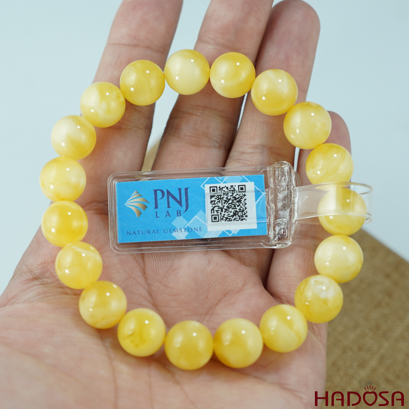 Vòng Hổ Phách mật lạp vân sữa đặc biệt cao cấp 10mm