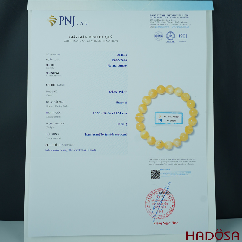 Vòng Hổ Phách mật lạp vân sữa đặc biệt cao cấp 10mm