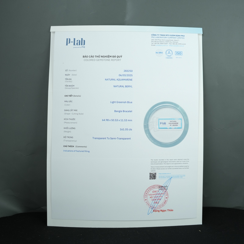 Vòng kiềng Aquamarine chuẩn 7A ni 50