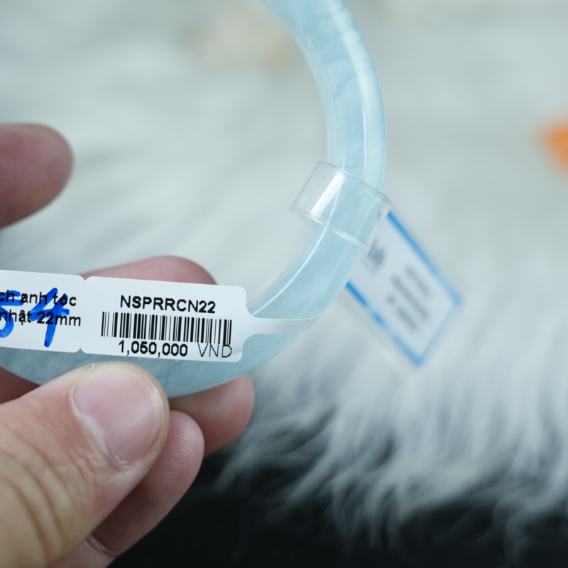 Vòng kiềng Aquamarine oval ni 54 chuẩn 4A