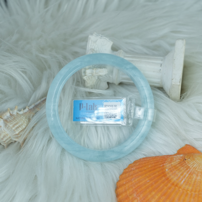 Vòng kiềng Aquamarine oval ni 54 chuẩn 4A
