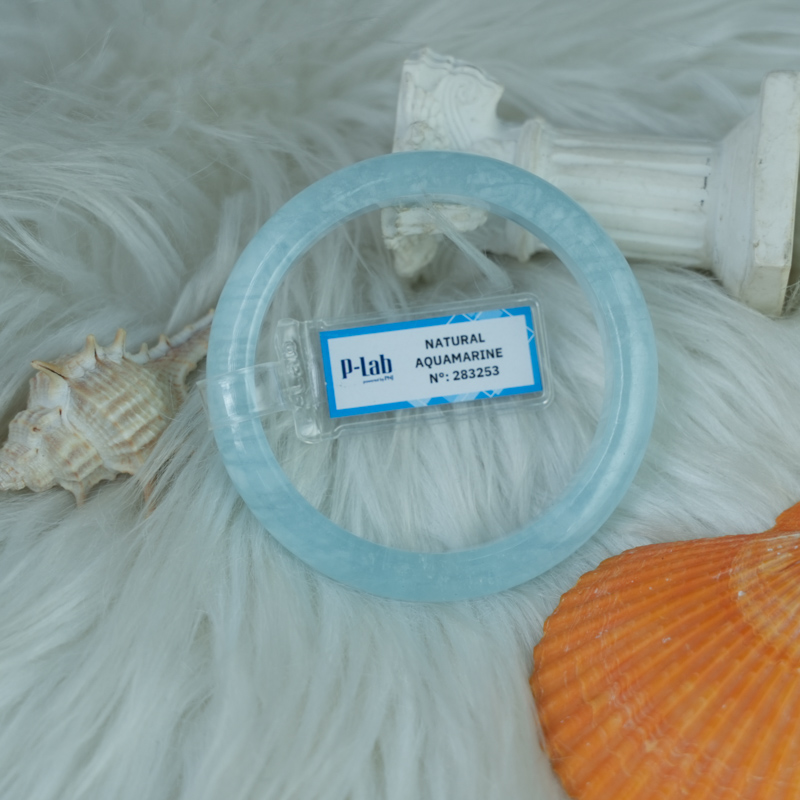 Vòng kiềng Aquamarine oval ni 54 chuẩn 4A