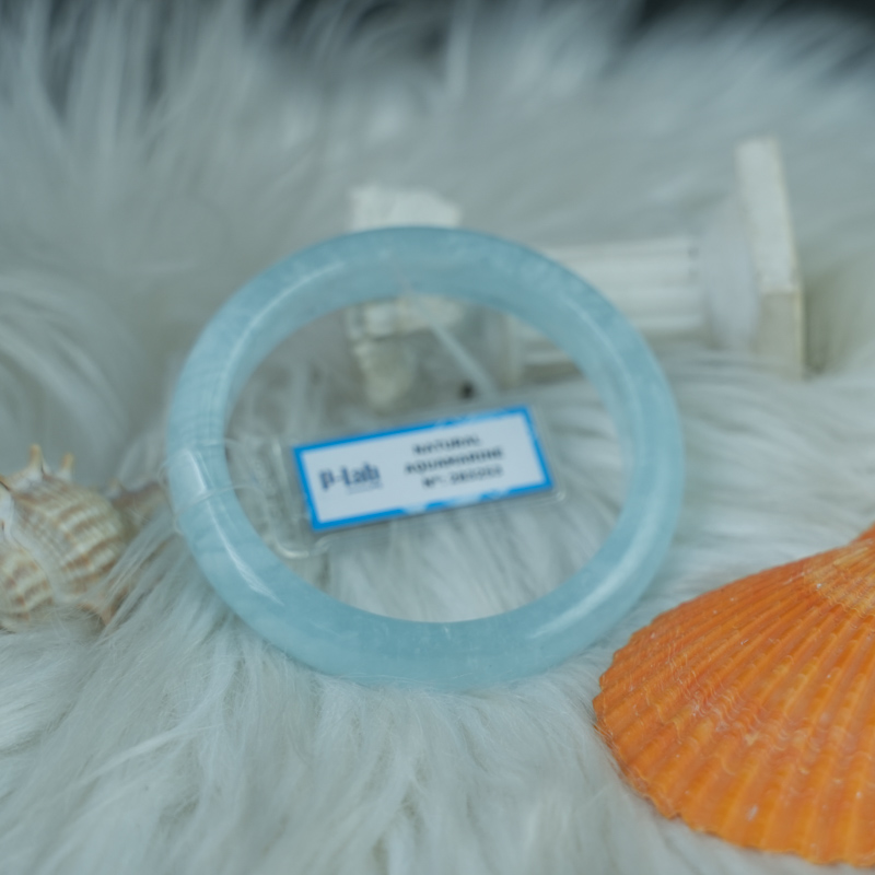 Vòng kiềng Aquamarine oval ni 5 chuẩn 4A