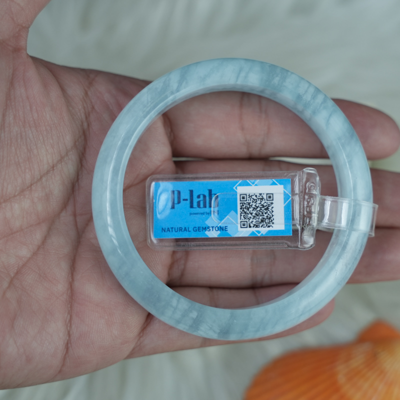 Vòng kiềng Aquamarine oval ni 5 chuẩn 4A