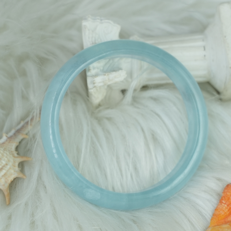 Vòng kiềng Aquamarine oval ni 54 chuẩn 6A