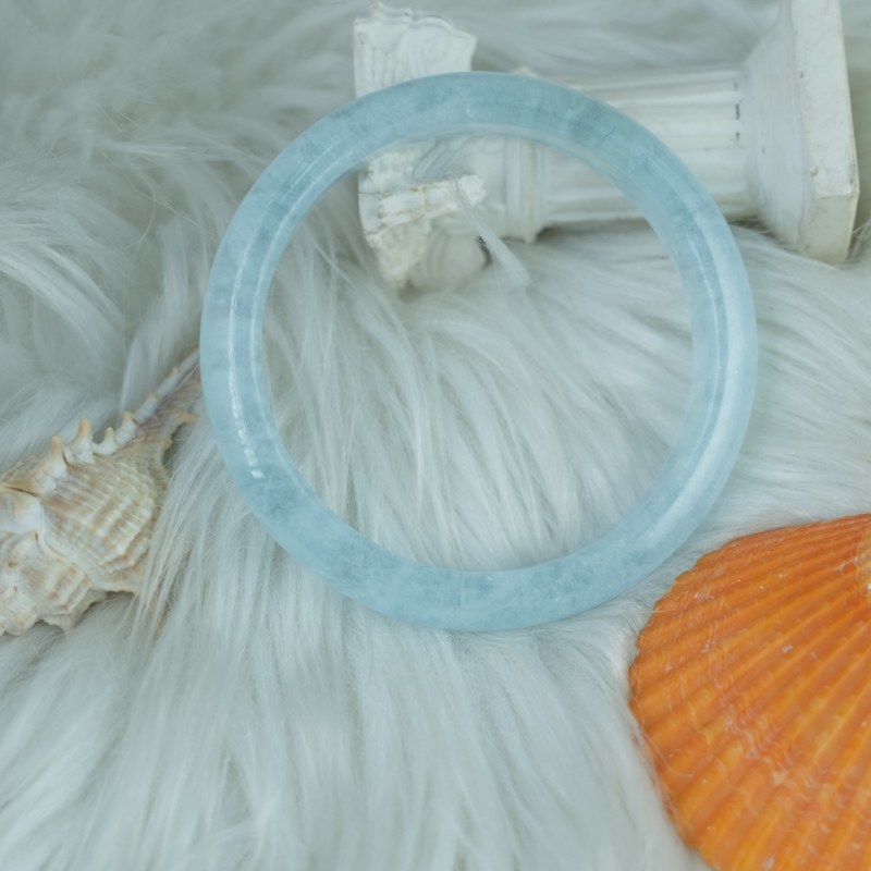 Vòng kiềng Aquamarine oval ni 56 chuẩn 4A