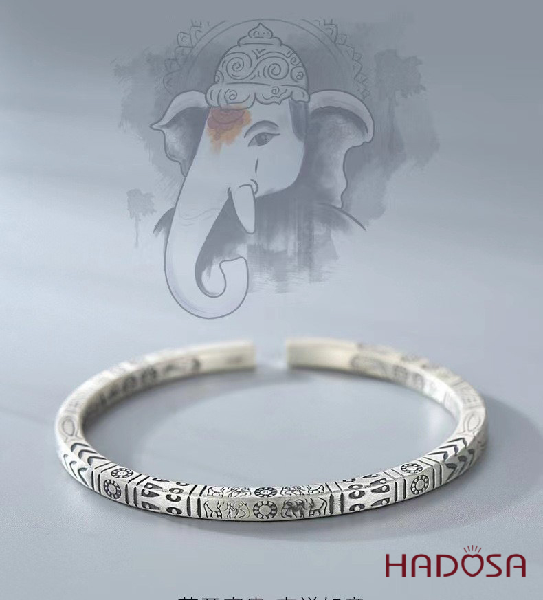 Vòng Kiềng Bạc Thái Khắc Họa Văn Hóa Á Đông Cổ Truyền