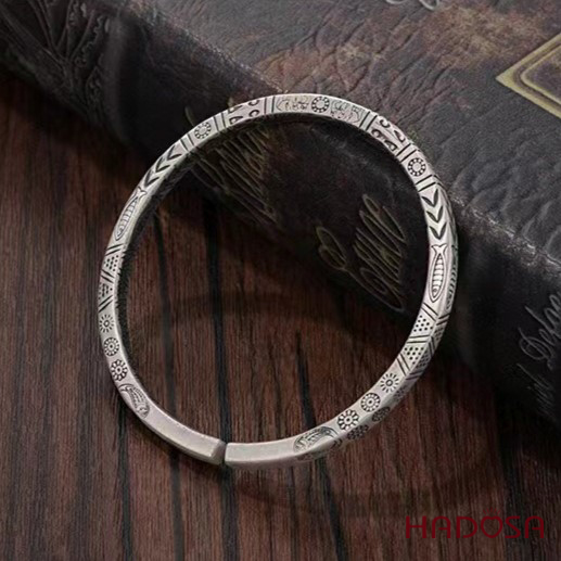 Vòng Kiềng Bạc Thái Khắc Họa Văn Hóa Á Đông Cổ Truyền