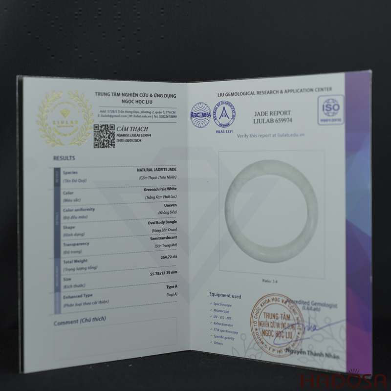 Vòng Ngọc Cẩm Thạch A bản hẹ lý môn ni 55