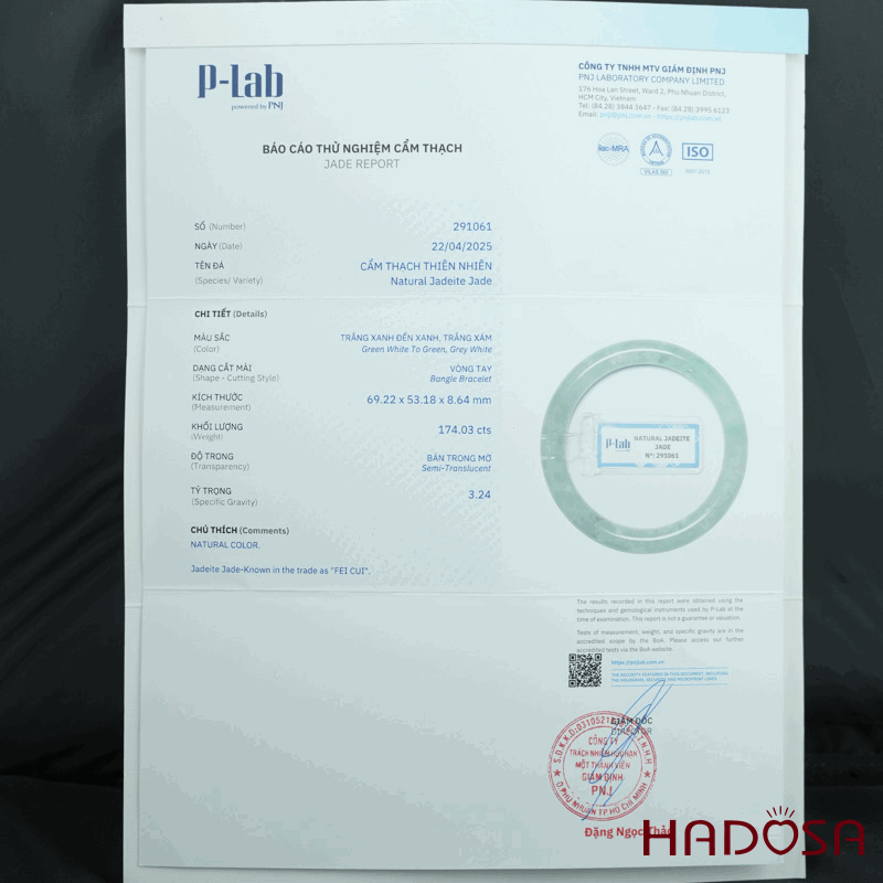 Vòng Ngọc Cẩm Thạch bản tròn xanh đậu ni 53
