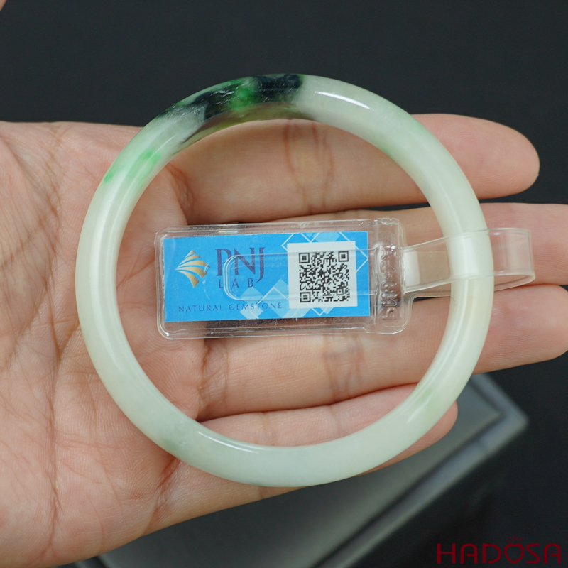 Vòng Ngọc Cẩm Thạch lá hẹ trắng phớt lý ni 55