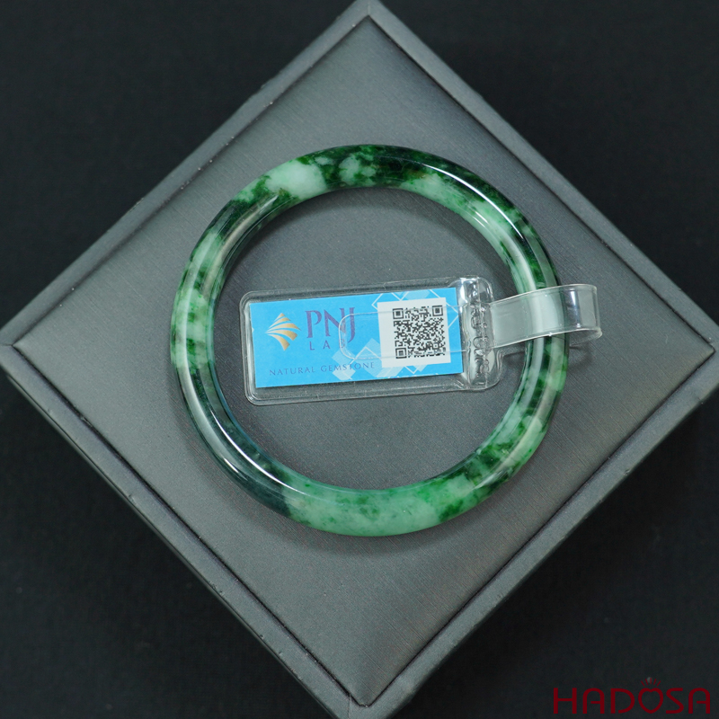Vòng Ngọc Cẩm Thạch bản tròn xanh vân đậm ni 50