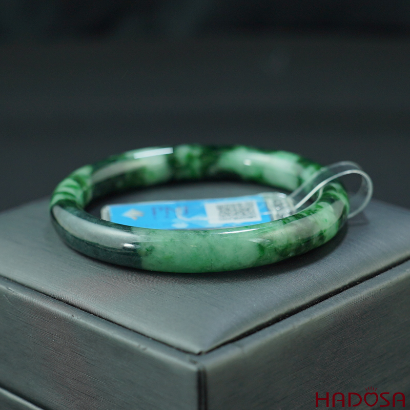 Vòng Ngọc Cẩm Thạch bản tròn xanh vân đậm ni 50