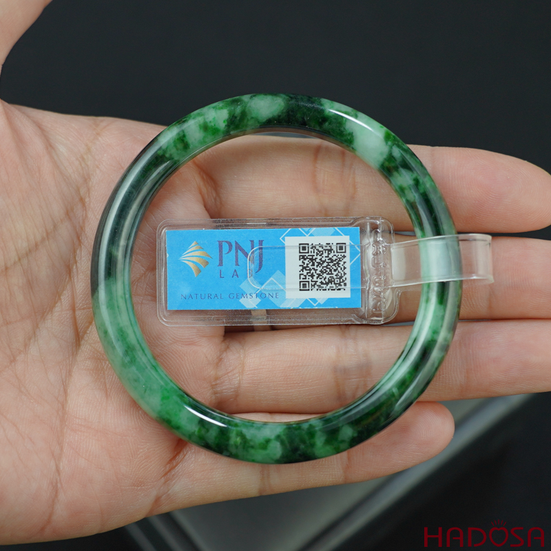 Vòng Ngọc Cẩm Thạch bản tròn xanh vân đậm ni 50