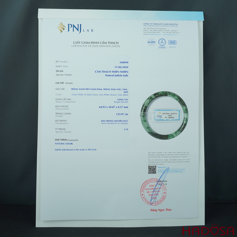 Vòng Ngọc Cẩm Thạch bản tròn xanh vân đậm ni 50