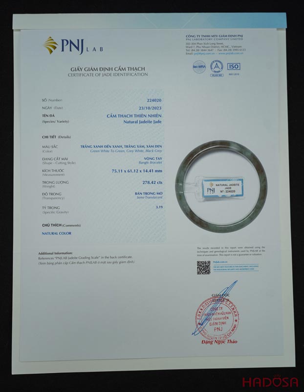 Vòng kiềng Cẩm Thạch lá hẹ xanh lí ni 60