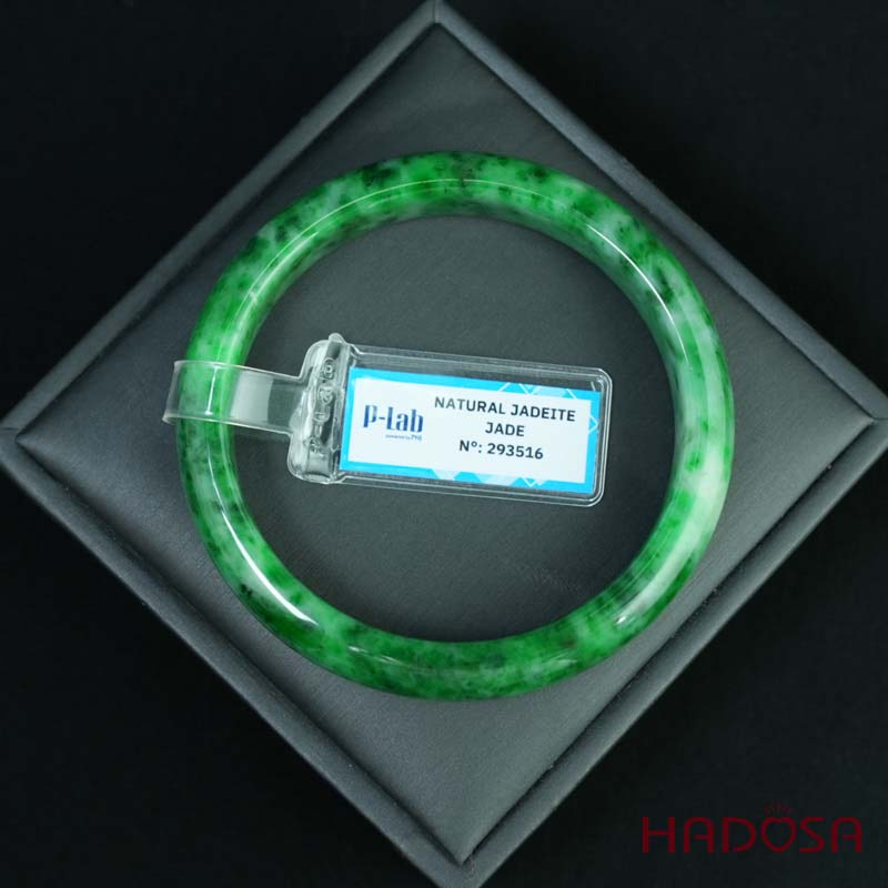 Vòng Ngọc Cẩm Thạch lá hẹ xanh vân bông ni 58