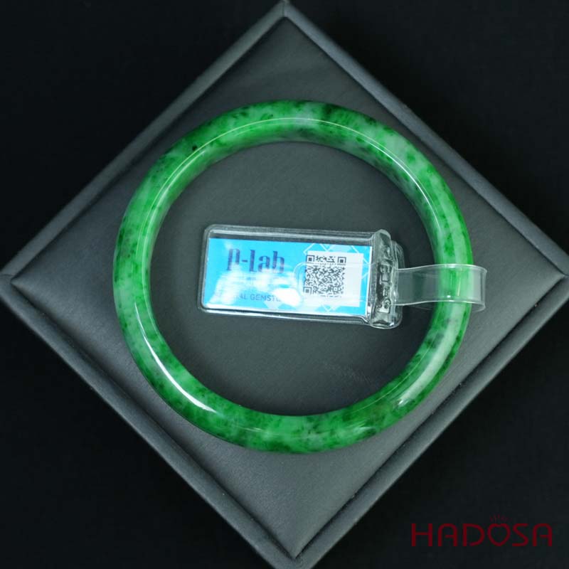 Vòng Ngọc Cẩm Thạch lá hẹ xanh vân bông ni 58