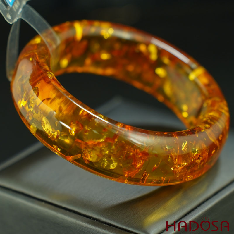 Vòng kiềng Hổ Phách Baltic cognac vàng 62mm cao cấp