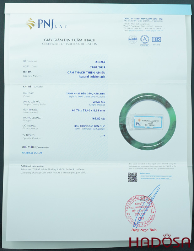 Vòng Ngọc Cẩm Thạch bản tròn xanh tươi ni 52