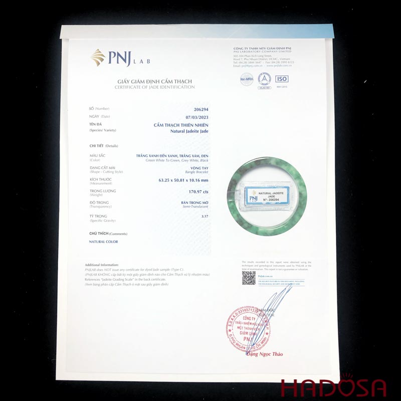 Vòng Ngọc Cẩm Thạch bản vuông xanh lý ni 50