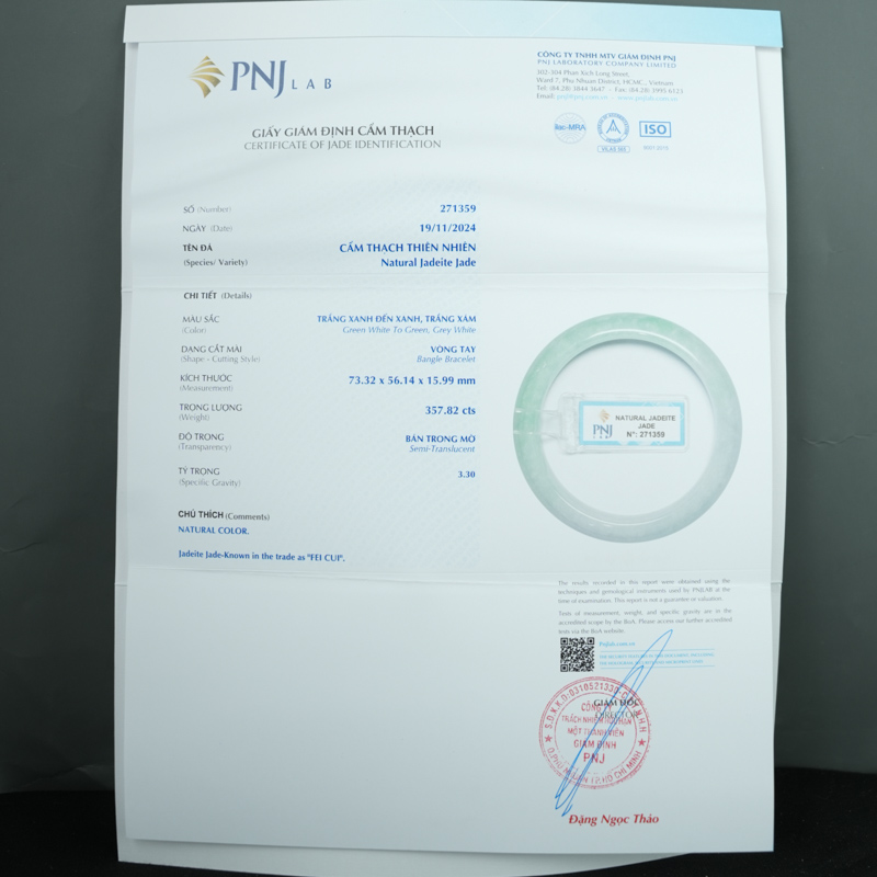 Vòng kiềng Ngọc Cẩm Thạch lá hẹ vân lí ni 56