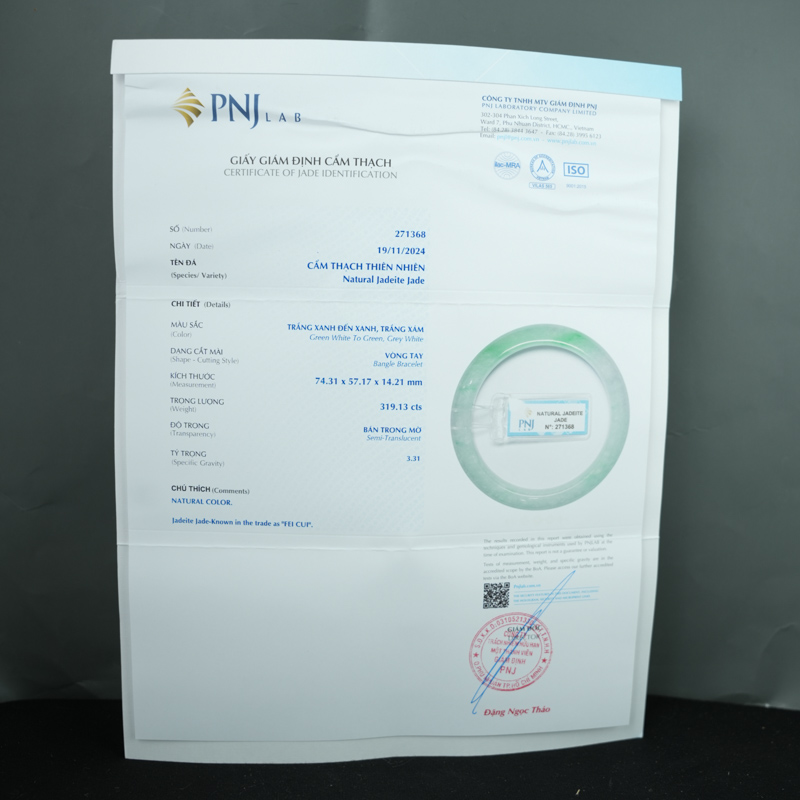 Vòng kiềng Ngọc Cẩm Thạch lá hẹ vân lí ni 57