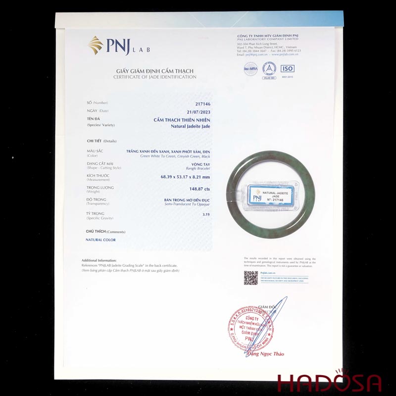 Vòng Ngọc Cẩm Thạch xanh đậm ni 52