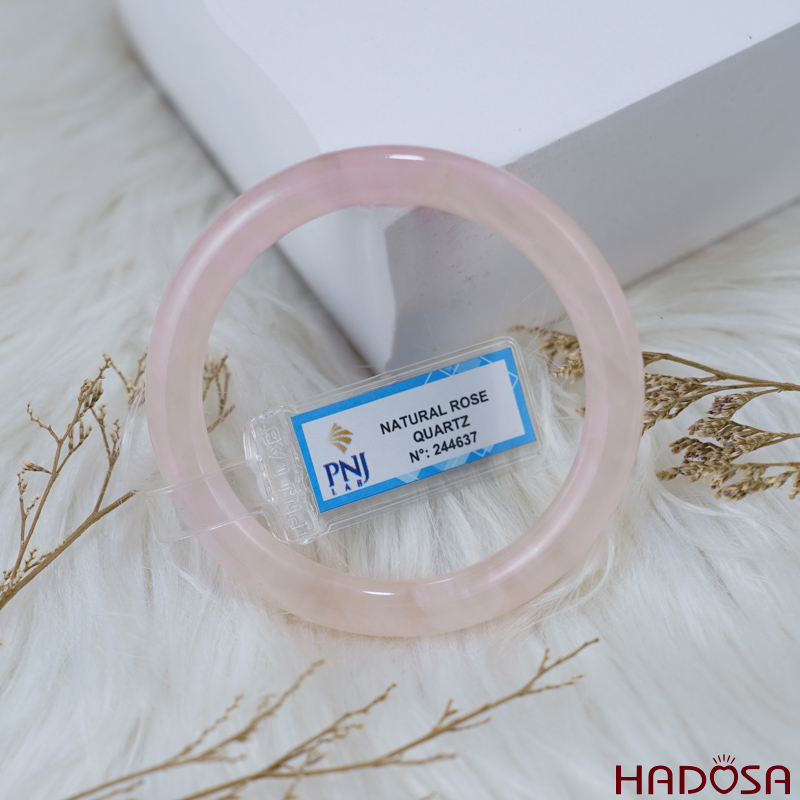 Vòng kiềng Thạch Anh Hồng tròn ni 53mm