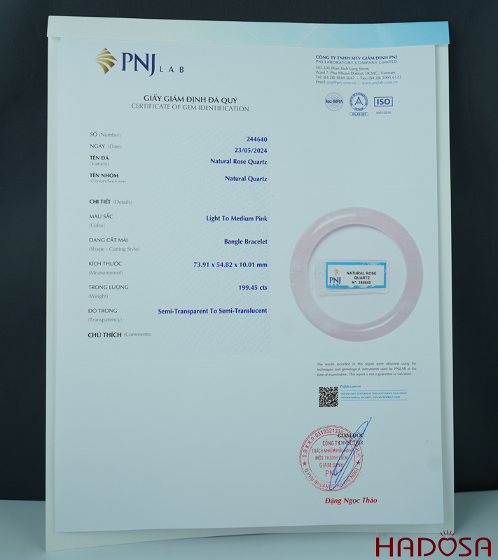 Vòng kiềng Thạch Anh Hồng tròn ni 55mm