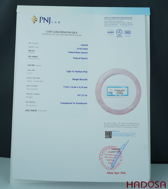 Vòng kiềng thạch anh hồng tròn 57mm 4A