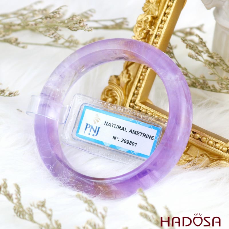 Vòng kiềng thạch anh tím Lavender ni 52mm 4A