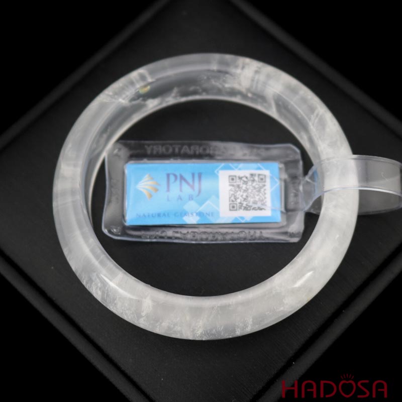 Vòng kiềng thạch anh trắng ni 51mm chuẩn 4A