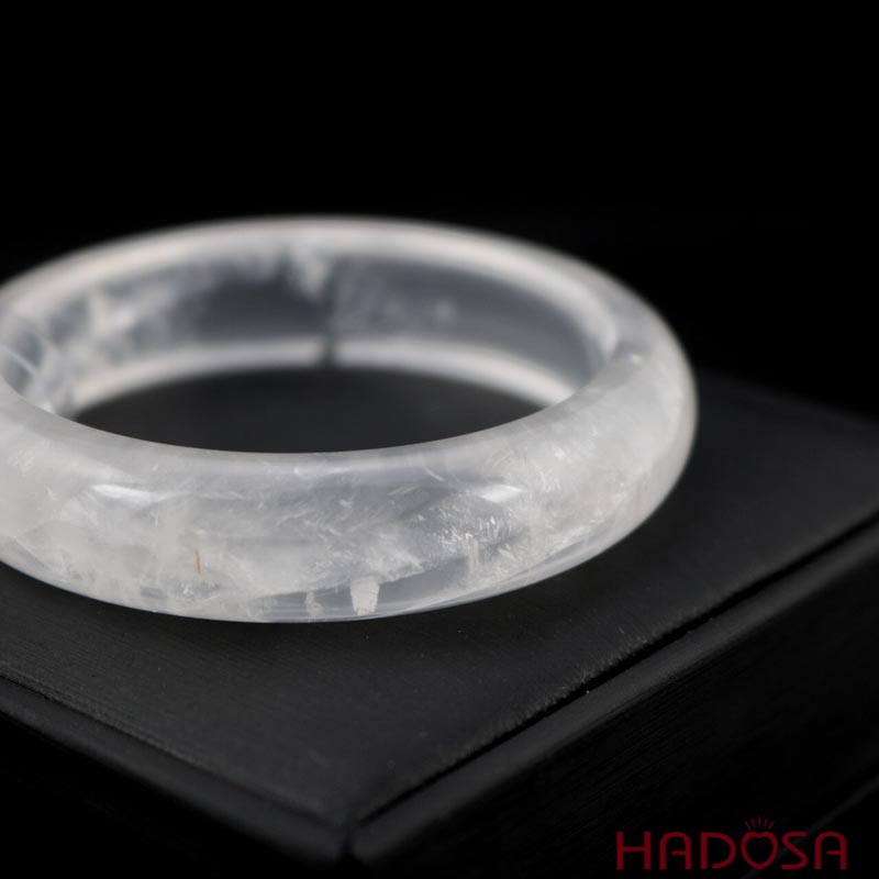 Vòng kiềng thạch anh trắng ni 51mm chuẩn 4A