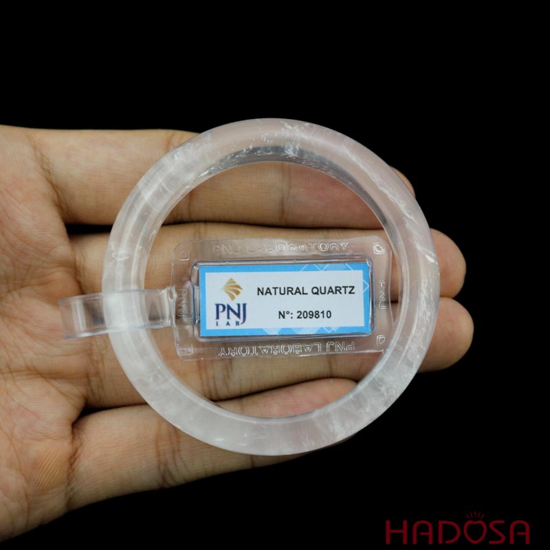 Vòng kiềng thạch anh trắng ni 51mm chuẩn 4A