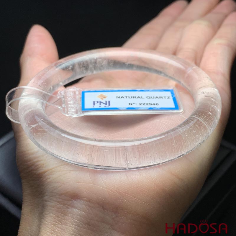 Vòng kiềng thạch anh trắng tròn ni 52mm chuẩn 5A