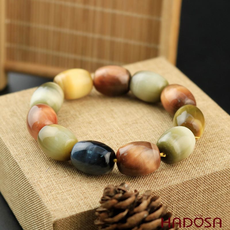 Vòng đá Mắt Hổ tam tài lu thống 14x18mm chuẩn 6A