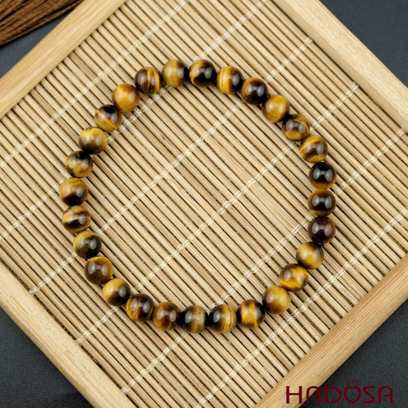 Vòng đá Mắt Hổ vàng nâu 6mm chuẩn 5A